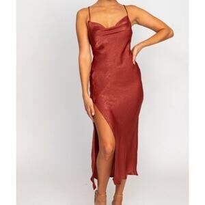 RESA Madison Slip Midi Dress in Paris Marsala Red Women’s Size Small S